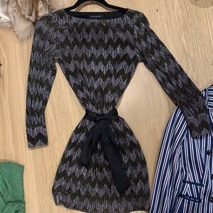 Banana Republic Black and Gray Chevron Dress